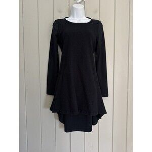 COS Dress Top S Small Navy Blue Wool Ponte Tie Back Waist Minimalist Stretch